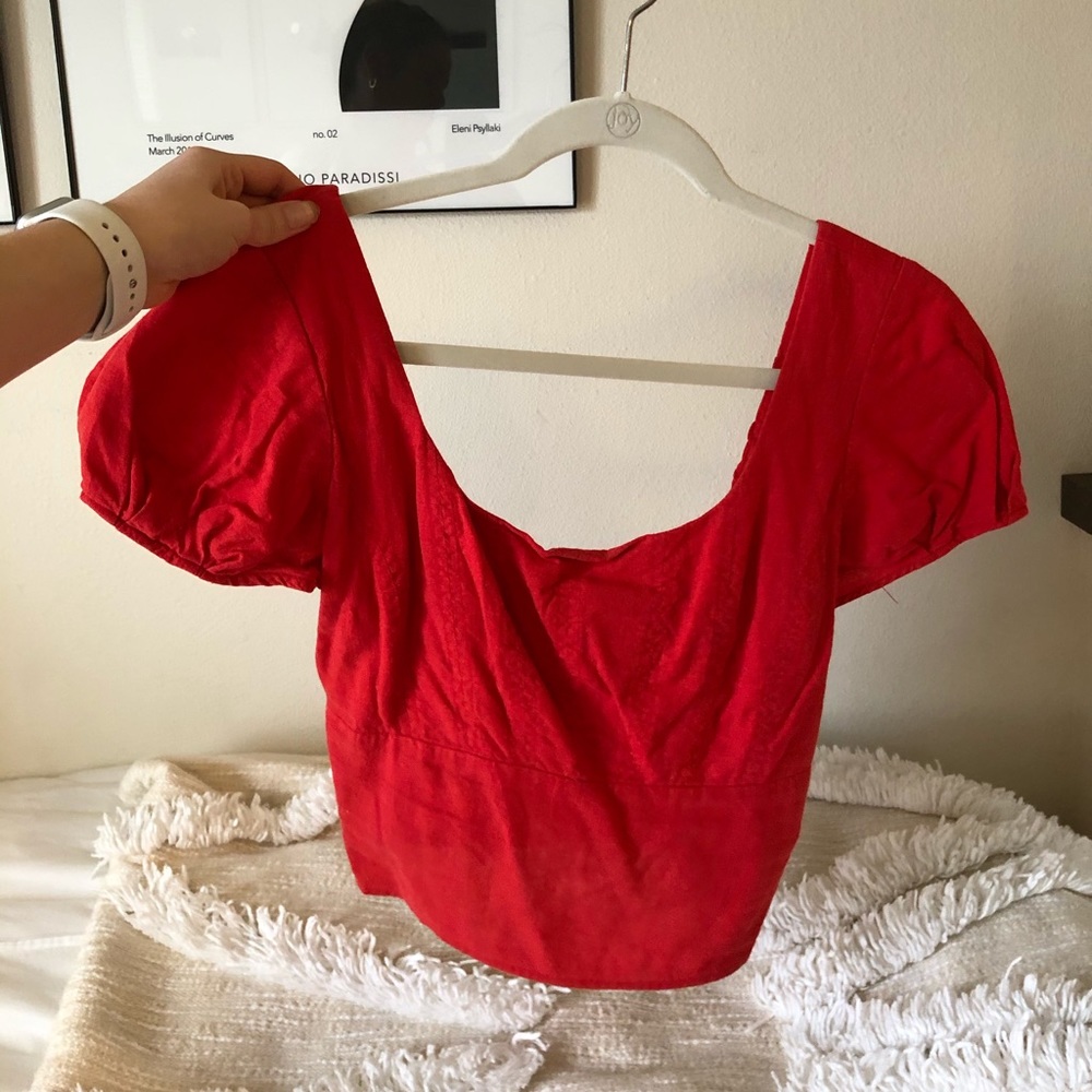 Urban Outfitters red cotton blouse